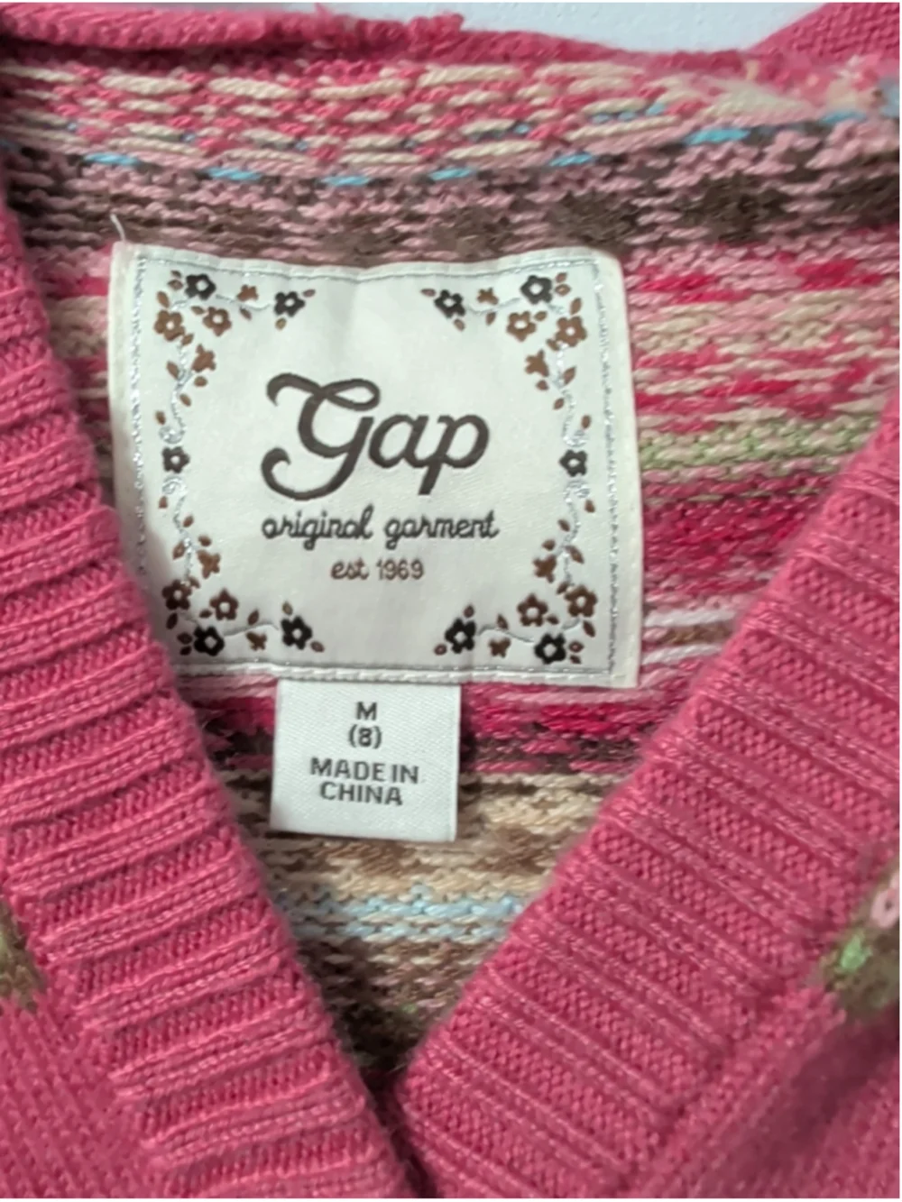 Gap Kids Girls Sweaterdress Size M (8) Long Sleeve Pink Fair Isle Design Hooded